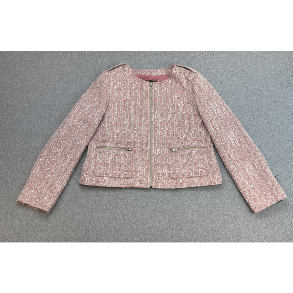 Talbots Jacket Womens 12 Tweed Long Sleeve Full Zip Jackie Fit Moto Style NWT
